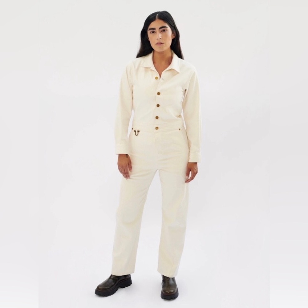 The Only Jane Jump One Jumpsuit in Ecru Denim Size 8
